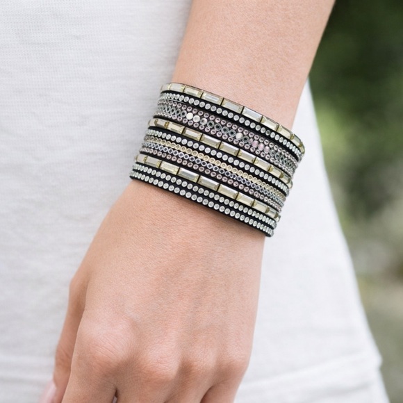 Fashion Jewelry Jewelry - Blue Velvet Cuff Bracelet – Silver Beads & Rhinestone Crystal Embellishments